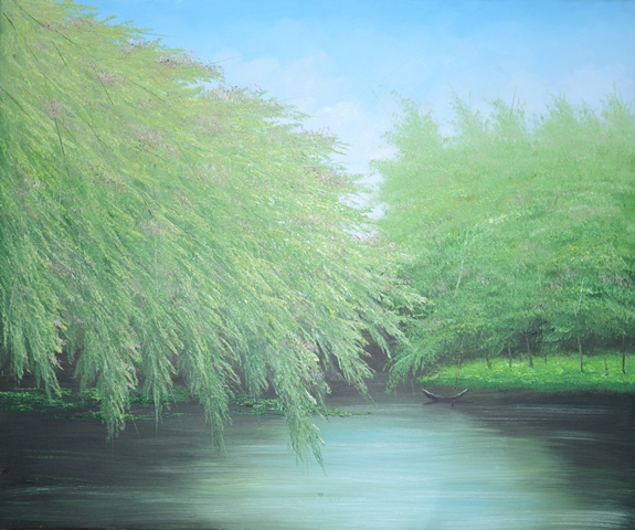 Tranh Sơn Dầu Sông Buồn